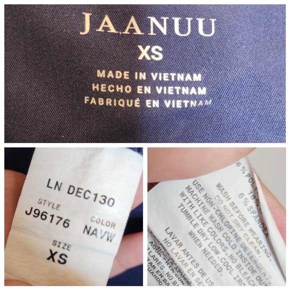 Jaanuu Navy Blue Scrub Set Short Sleeve Zip Top 7-Pocket Cargo Pants Size XS - Picture 5 of 16